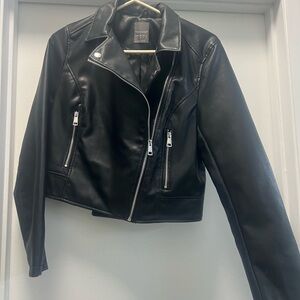Black Leather cropped Jacket